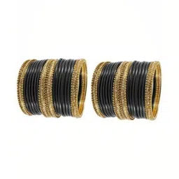 Only Offers Set Of 40 Black Glass Artificial Stones & Beads Bangle image 3