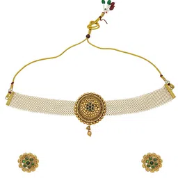 GRIIHAM Gold-Plated Stone Studded & Beaded Jewellery Set image 2