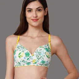 samvar Women Cotton Green,Yellow Padded Non-Wired Lingerie Bra Sport wear Gym Crop Tank Top image 2