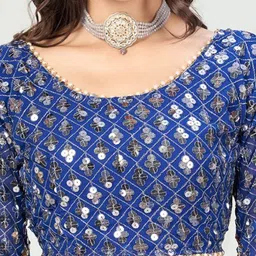 SHOPGARB Embroidered Sequinned Georgette Lehenga Choli & Dupatta image 5