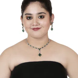 Gemron Jewel Rhodium-Plated American Diamond & Cubic Zirconia-Studded Jewellery Set image 5