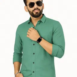 KHUSHI CREATION Men Original Slim Fit Solid Spread Collar Casual Shirt-picture-32