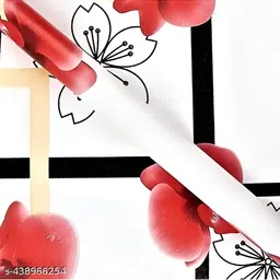 Aura White & Red Printed Self Adhesive Wall Sticker image 3