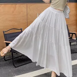 StyleCast Gathered Or Pleated Opaque Flared Maxi Skirt image 3