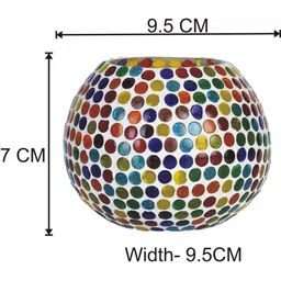 Somil Vibrant Multicolor Glass Candle Holder Add A Touch Of Magic To Diwali, Parties & Candlelight Dinners, Size-9.5 X 9.5 X 7 Cm , 8.5 X 8.5 X 9 Cm Pack OF 2 image 4