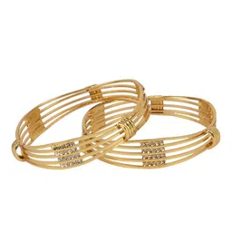FIROZA Set Of 2 Gold-Plated American Diamond Stone Studded Bangles image 3