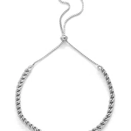 Peora Silver-Plated Cubic Zirconia Studded Adjustable Wraparound Bracelet image 2