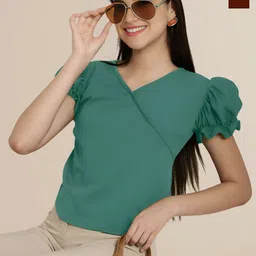 Mast & Harbour Women Pack Of-2 Puff Sleeve Peplum Top-picture-40