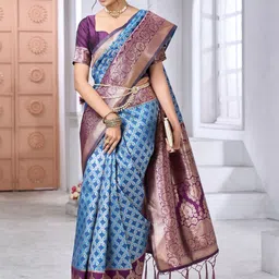 CaniBani Women Turquoise Blue Sarees image 5