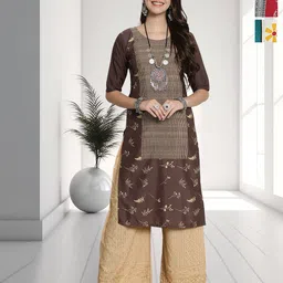 HERE&NOW Women Ethnic Motifs Printed Crepe Kurta-picture-12