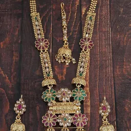 Anouk Gold-Plated Kundan Studded & Beaded Antique Jewellery Set-picture-38
