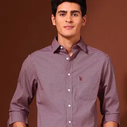 U.S. Polo Assn. Tailored Fit Floral Printed Spread Collar Cotton Shirt-picture-28