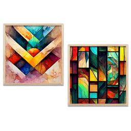 Kotart Beige & Blue 2 Pieces Abstract Wooden Wall Arts-picture-24