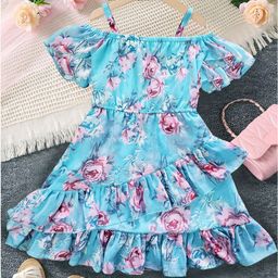 Miss & Chief Floral Print Flared Sleeve Georgette Fit & Flare Midi Dress-picture-48