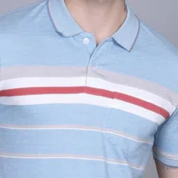 SANE ORIGINALS Men Striped Polo Collar T-shirt image 5