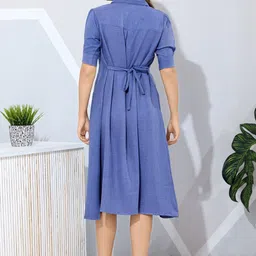 EASY MOM Solid Pleated Maternity A-Line Midi Dress-picture-18