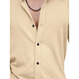 KHUSHI CREATION Original Slim Fit Textured Spread Collar Casual Shirt image 2