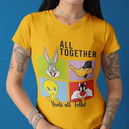 TAJNAN Women Looney Tunes Printed Slim Fit T-shirt-image-4