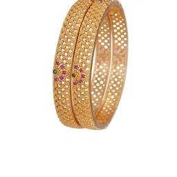 OrnaDzn Zevellery Set Of 2 Gold-Plated American Diamond Studded Bangles image 2