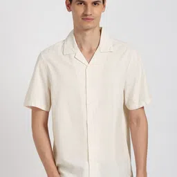 Peter England Casuals Textured Pure Cotton Casual Shirt-image-31