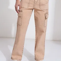 Tokyo Talkies Women Straight Fit High-Rise Cargo Jeans-image-85