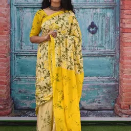Pinkcity Trade World Yellow Pure Cotton Ikat Sarees-picture-25
