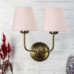 Devansh White & Gold-Toned Traditional Frustum Shaped Cotton Wall Lamp-image-75