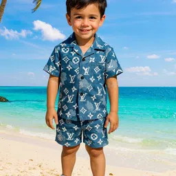 FASHION GRAB Boys Printed Short Sleeves Pure Cotton Shirt With Shorts-picture-18