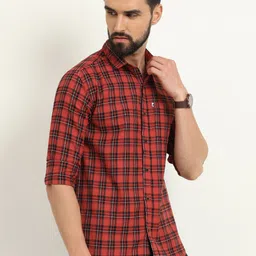 ALLWIN PAUL Checked Spread Collar Cotton Comfort Shirt image 4