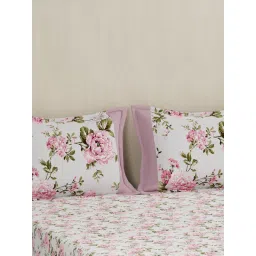 Maspar Pink 200TC Cotton Floral Print Bedsheet with 2 Pillow Covers image 3