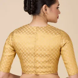 Studio Shringaar Woven Design Brocade Round Neck Saree Blouse image 4