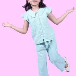 Nature Nook Kids Girls Peter Pan Collar Shirt With Trousers image 4