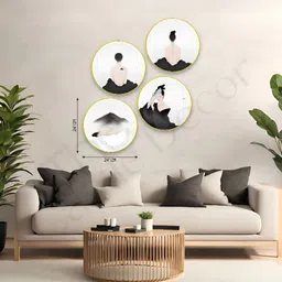 The Castle Decor 4 Piece White & Black Abstract Wooden Wall Art image 4