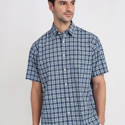 ColorPlus Tartan Checked Printed Spread Collar Comfort Regular Fit Cotton Casual Shirt-picture-11