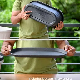 eha Set Of 2 Black & Off-White Textured PlantersPot image 5