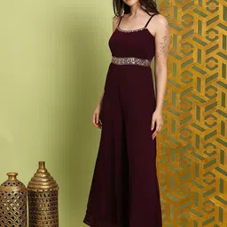 Globus Women Embroidered Detail Sleeveless Cotton Basic Jumpsuit image 3