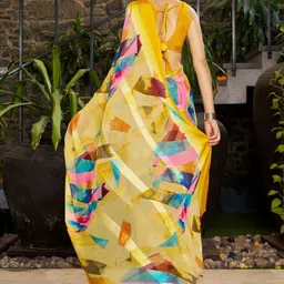 GHAN SALS Poly Georgette Baluchari Saree image 4