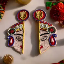 JEWELWATI Gold-Plated Devi Large Beaded Classic Drop Earrings image 3