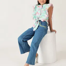 One Friday Floral Print Flutter Sleeve Cotton Top image 4