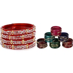 SOMIL Set of 28 Red Glass Bangle-image-66
