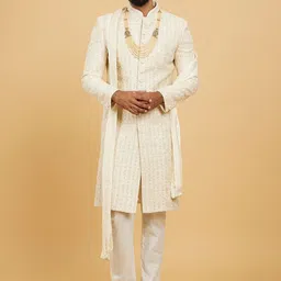 Twamev Men Embroidered Stone work Sherwani Set with Dupatta-image-22