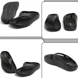 doctor health super soft FOOTUP Pair Of 1 Men's Black Flip Flops image 5