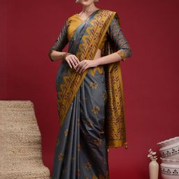 Mitera Floral Silk Blend Chanderi Saree-picture-38