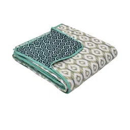 Anadhika Green Floral AC Room Single Bed Dohar-picture-1