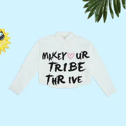 Pantaloons Junior Girls Cotton Typography Printed Shirt Style Top-image-21