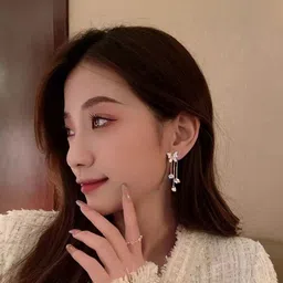 Zaphariq Gold-Plated Cubic Zirconia Studded Korean Butterfly Shaped Drop Earrings-picture-28