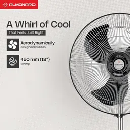 almonard Aerostar Pedestal with 2 Year Warranty Ultra High Speed 450 mm Pedestal Fan image 3