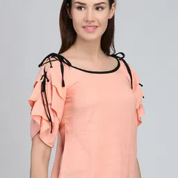 DODO & MOA Women Peach-Coloured Top image 3