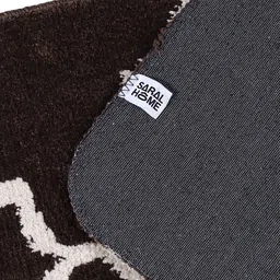 Saral Home Brown & Off-White Ogee Microfibre Anti-Skid Bath Rug image 3