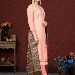 SHADOW & SAINING Ethnic Motifs Woven Design Zari Unstitched Dress Material image 5